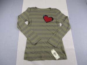 Sledge USA Shirt Womens XL Green Striped Heart Lace Graphic Long Sleeve Tee